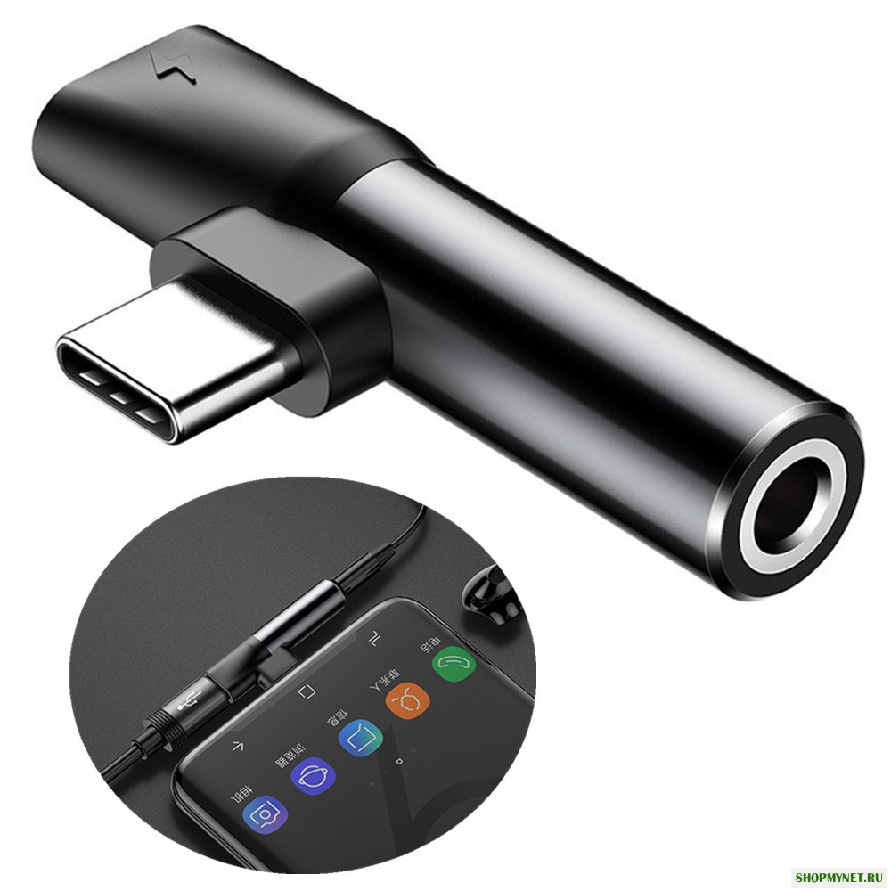 Baseus 2 in 1 Металл Тип-c-Type-c Зарядка 3,5-миллиметровый адаптер адаптера аудио-разъема для Xiaomi Huawei
