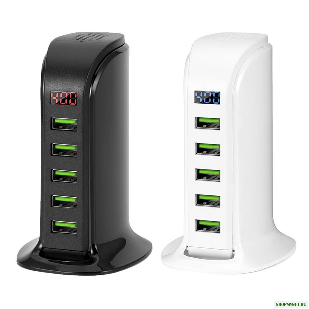 Bakeey 5 портов Multi EU Plug USB зарядное устройство HUB LED Дисплей USB-зарядная станция Dock